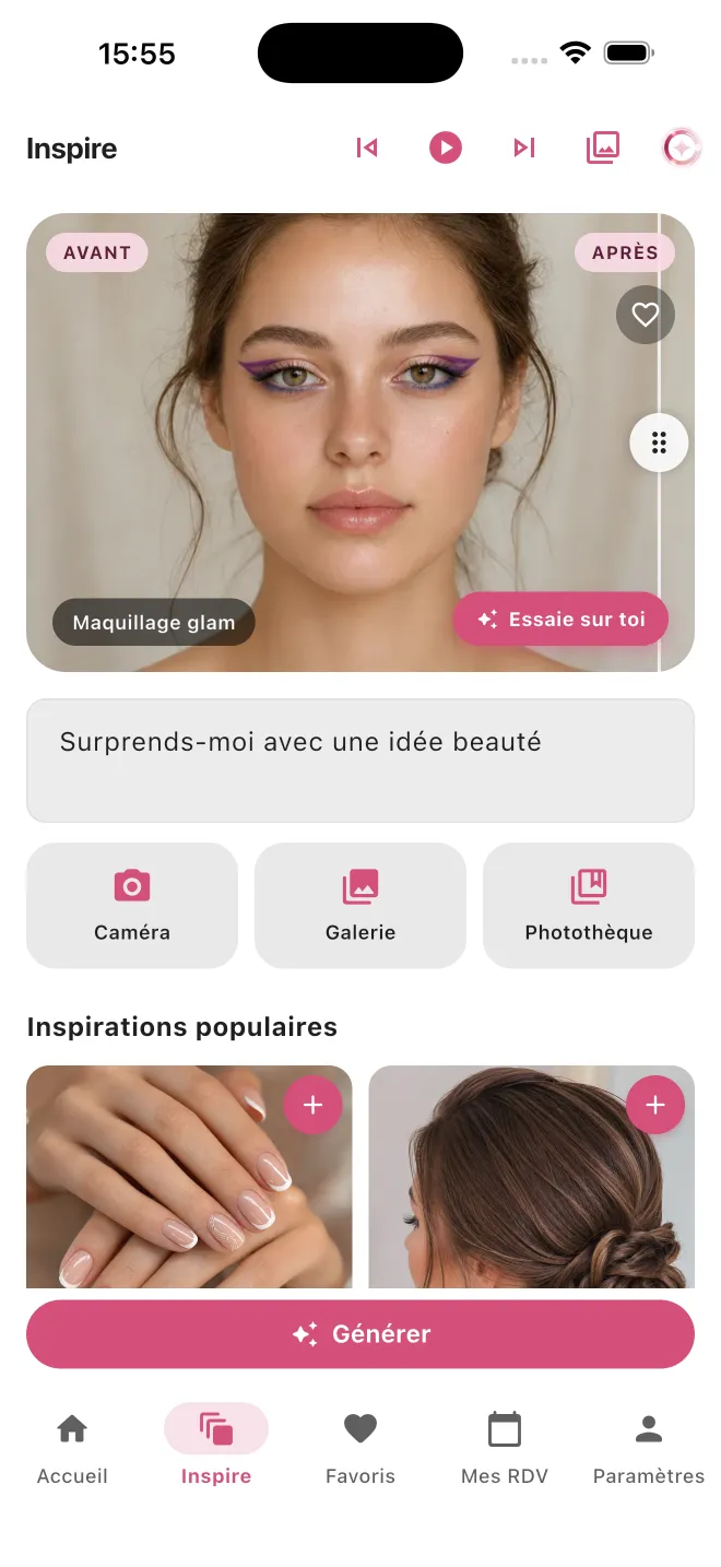 Aperçu de l'app BeautyGo Client